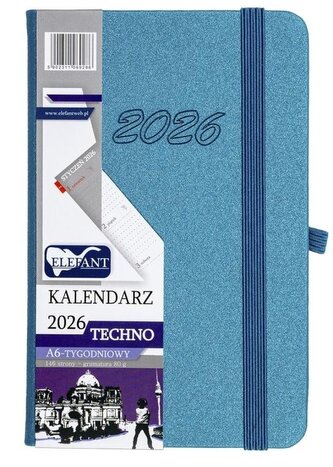 Kalendarz 2026 A6 tygodniowy Techno turkusowy