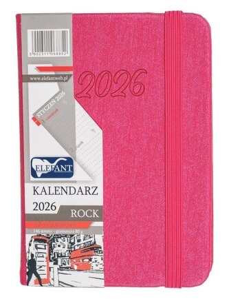 Kalendarz 2026 A7 tyg Rock różowy