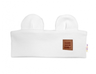 Čelenka Teddy s oušky pro děti Hand Made - bílá, 1-3 roky; 86/98 (1-3r)