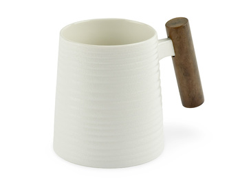 Porcelánový hrnek Blanca, dřevěná úchytka, vroubkovaný, 320 ml