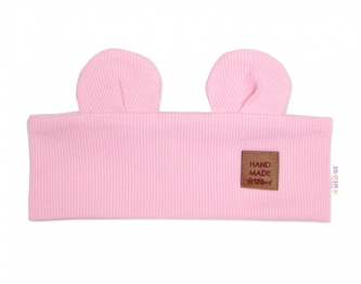Čelenka Teddy s oušky pro děti Hand Made - růžová; 68-80 (6-12m)