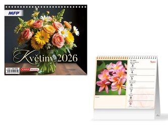 kalendář 2026 stolní mini Květiny 1061666