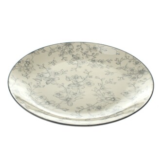 Keramický talíř Ø 26cm - šedé květy, 6/12
