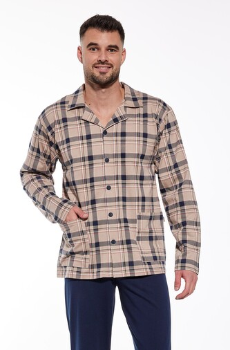 Piżama Cornette 114/67 dł/r S-2XL męska rozpinana beżowy L