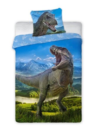 POŚCIEL KPL.160X200+70X80 BAW.T-REX 001 NIEBIESKI MŁ.