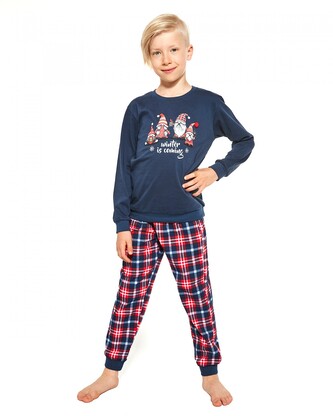 Piżama Cornette Kids Boy 593/122 Gnomes dł/r Christmas 86-128 granatowy 86-92