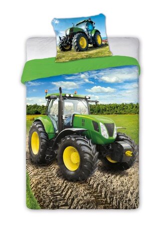 POŚCIEL KPL.160X200+70X80 BAW. TURBO 4X4 006 ZIELONY TRAKTOR MŁ.