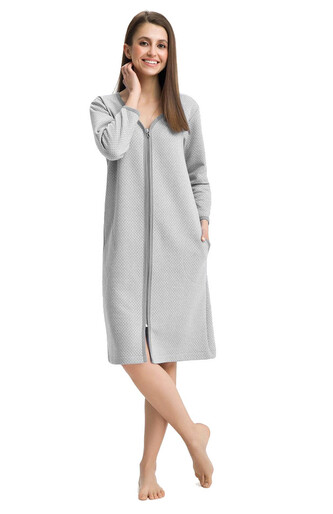 Szlafrok Luna 214 dł/r M-2XL damski szary XL