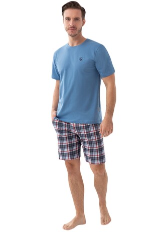 Piżama Luna 803 kr/r 3XL męska niebieski-kratka 3XL