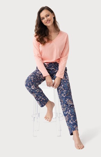 Piżama Luna 614 dł/r M-2XL Z24/25 damska morelowy XL