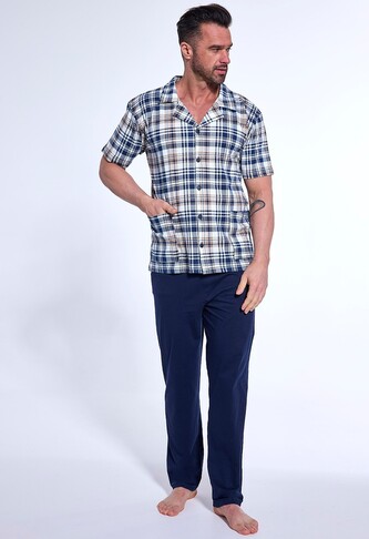 Piżama Cornette 318/54 kr/r M-2XL męska rozpinana granatowy XL