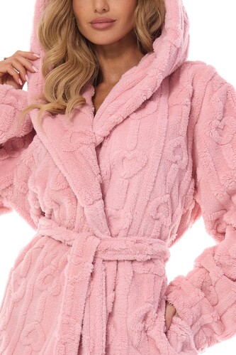 Szlafrok L&L 2403 Carina S-XL damski różowy pudrowy L-170/102/110