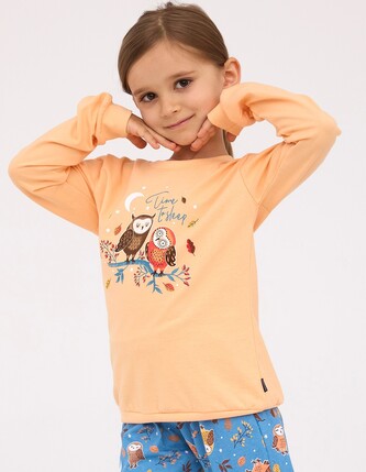 Piżama Cornette Kids Girl 977/176 Owls 2 dł/r 86-128 pomarańczowy 122-128