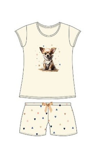 Piżama Cornette Kids Girl 787/108 Chihuahua kr/r 86-128 ecru 122-128