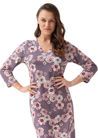 Koszula Luna 197 3/4 S-2XL damska wrzosowy-kwiatki XL