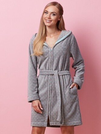 Szlafrok L&L 7119 ZPPR S-2XL damski grafitowy-miętowy XL-172/106/114