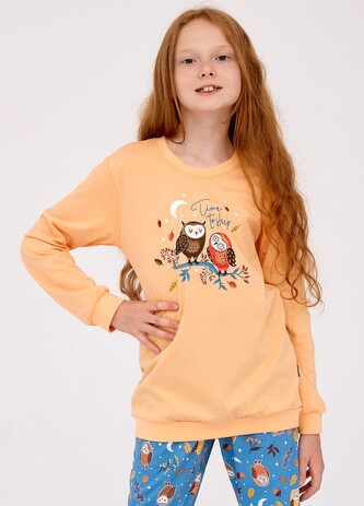 Piżama Cornette Young Girl 978/176 Owls 2 dł/r 134-164 pomarańczowy 146-152