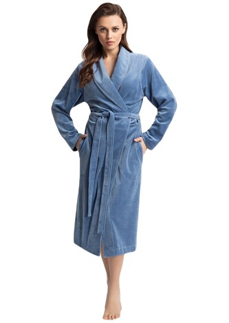 Szlafrok Luna 371 Velour M-XL damski niebieski M
