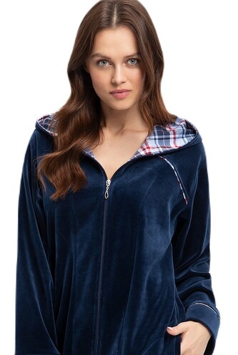 Szlafrok Luna 389 Velour M-2XL Z24 damski indygo M