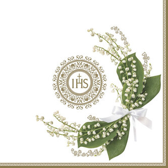 Ubrousky MAKI L (20ks) Lillies of the Valley Bow with Gold Frame