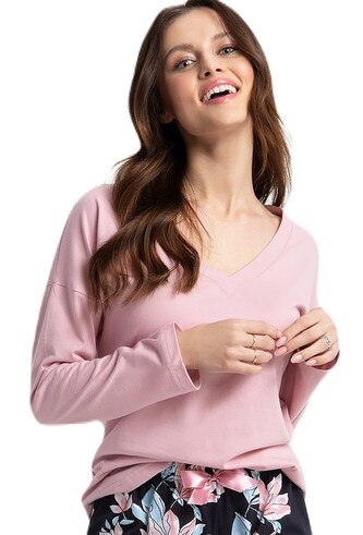 Piżama Luna 614 dł/r M-2XL Z24 damska różowy pudrowy XL