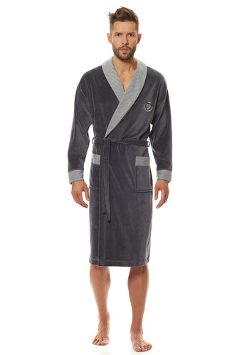 Szlafrok L&L 9102 M-2XL męski grafitowy M-170/112/112