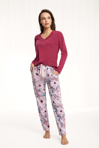 Piżama Luna 614 dł/r 3XL damska malinowy 3XL