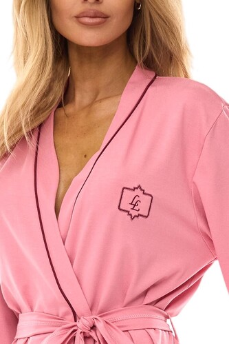 Szlafrok L&L 2504 S-XL wiskoza damski różowy L-170/102/110