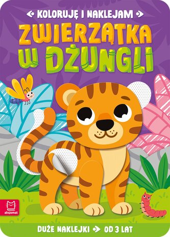 Zwierzątka w dżungli. Duże naklejki od 3 lat. Koloruję i naklejam