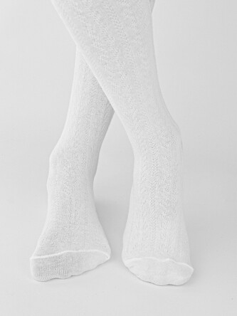 Rajstopy Noviti RB012 Prążek Jodełka 128-146 biały 140-146