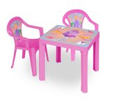 Stolik i dwa krzesła różowy