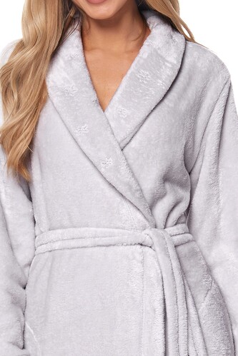 Szlafrok L&L 2123 Flower długi M-2XL damski perła XL-171/106/114