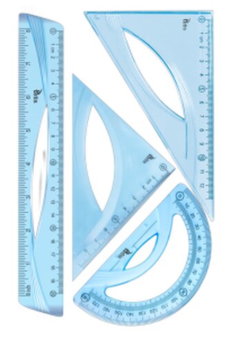 Zestaw geometryczny z linijką 20cm. Niebieski