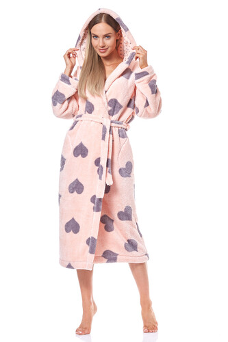 Szlafrok L&L Kola długi S-XL damski różowy-fioletowy L-170/102/110