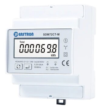 Eastron SDM72CT-M, RS485 Modbus, třífázový, pulsní výstupy, obousměrné měření