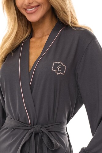 Szlafrok L&L 2504 S-XL wiskoza damski grafitowy L-170/102/110