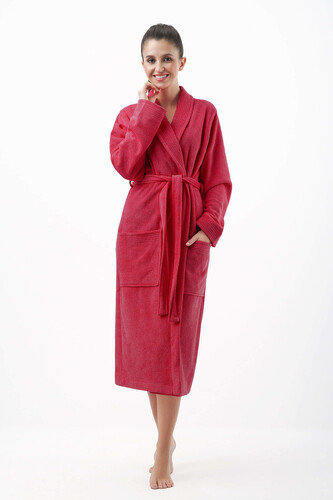 Szlafrok Luna 352 M-2XL damski bordowy XXL