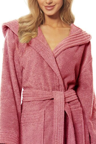 Szlafrok L&L 2102 długi S-2XL damski różowy pudrowy XL-171/106/114