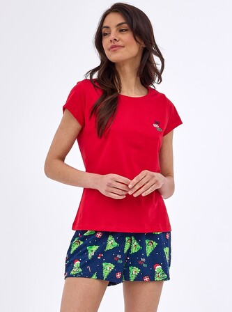 Piżama Cornette 628/399 Ho Ho kr/r  S-XL damska granatowy XXL