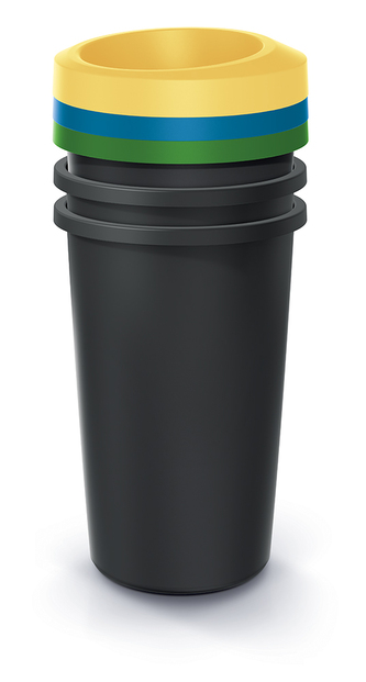 Odpadkový koš  COMPACTA R DROP SET recyklovaný černý, 3x35l