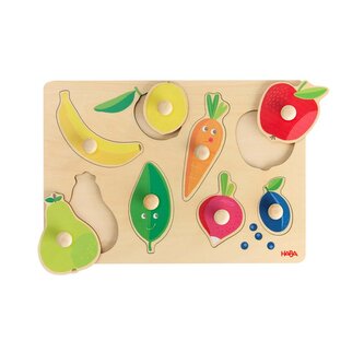 Haba Drevené vkladacie puzzle s úchytom Farby ovocie a zelenina
