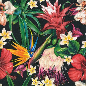 Ubrousky MAKI L (20ks) Paradise Flowers on Black