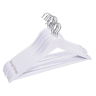 Dřevěná ramínka RONDO 10 kusů - bílá