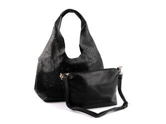 Kabelka s vysekávaným vzorem 2v1 43x26 cm - 1 ks - 9 černá
