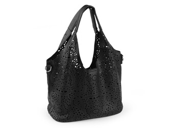 Kabelka 2v1 s vysekávaným vzorem 38x22 cm - 1 ks - 10 černá