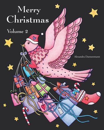 Merry Christmas - Volume 2: A Beautiful Colouring Book with Christmas Designs on a Black Background, for Gloriously Vivid Colour