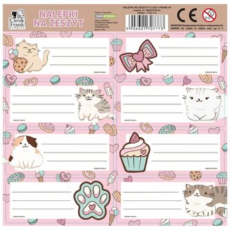 Nalepki na zeszyty Cleo i Frank 45 Kot (25szt)