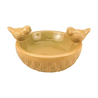 Keramické pítko pro ptáky Jorinda L žluté 23,5x23,5x11,5 cm, 2. jakost