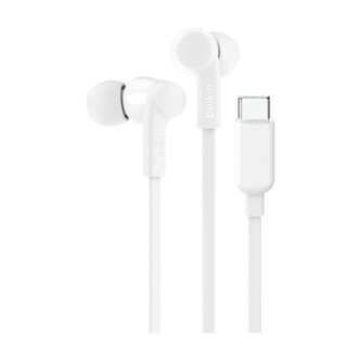Belkin SOUNDFORM™ USB-C sluchátka s nastavitelným omezovačem hlasitosti bílá