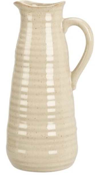 Kameninová váza s uchem krémová